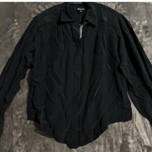 Madewell Black Button Front Long Sleeve‎ Shirt Blouse Top XS